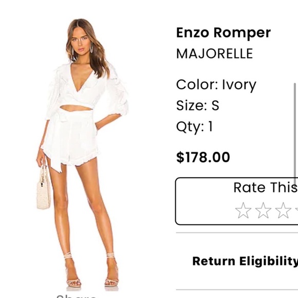 NEVER WORN - Enzo Romper
MAJORELLE
Color: Ivory
Size: S
MAJORELLE - Picture 6 of 12